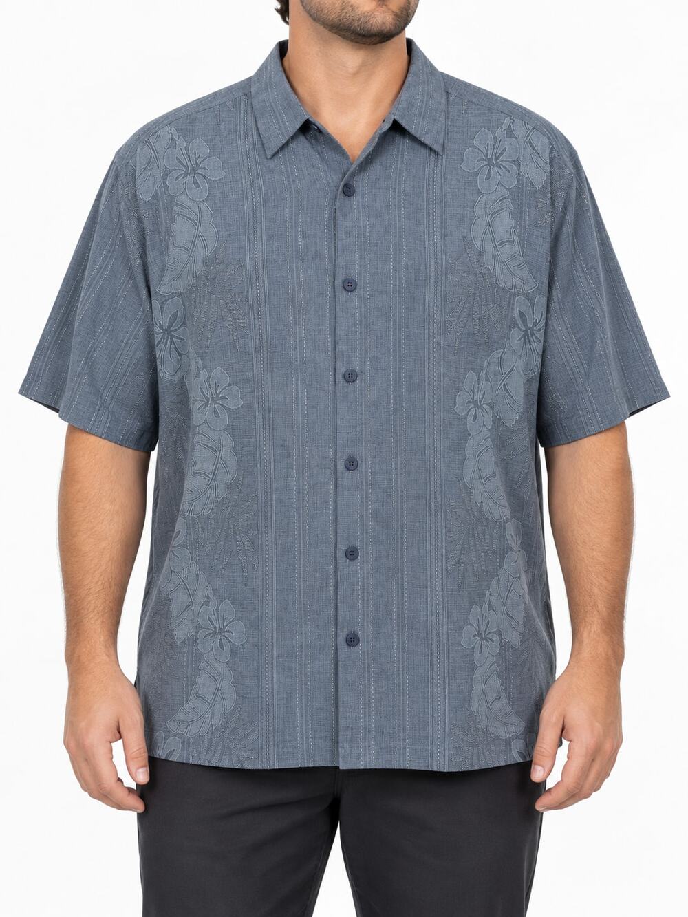 Tommy Bahama Men's 100% Silk Floral Button-Up Hawaiian Shirt Blue Big & Tall 3XL